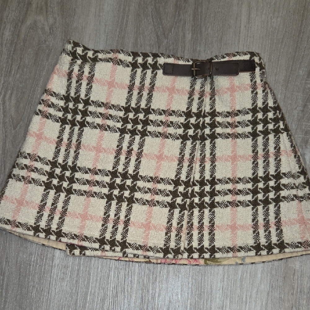 Burberry Checkered Mini Skirt with Belt